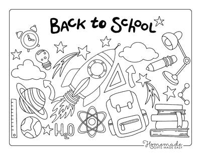 Back to School Coloring Pages Fun Science Rocket Coloring Page