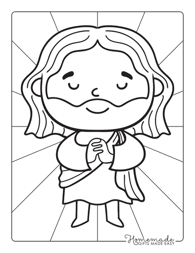 Bible Coloring Pages Easy Jesus Praying for Kids