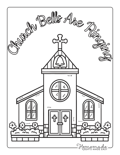 Bible Coloring Pages Simple Church Outline With Bell