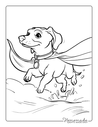 Dog Coloring Pages Super Daschund for Kids