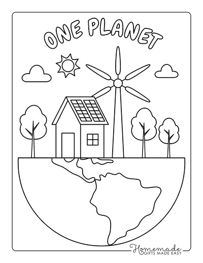 Earth Day Coloring Pages Cute Easy Eco Friendly Planet