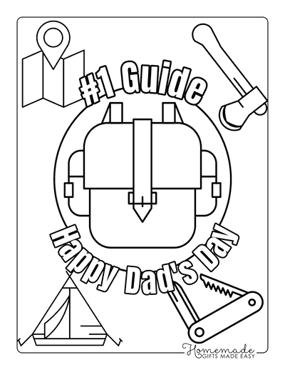 Fathers Day Coloring Pages Easy Camping Numer One Guide