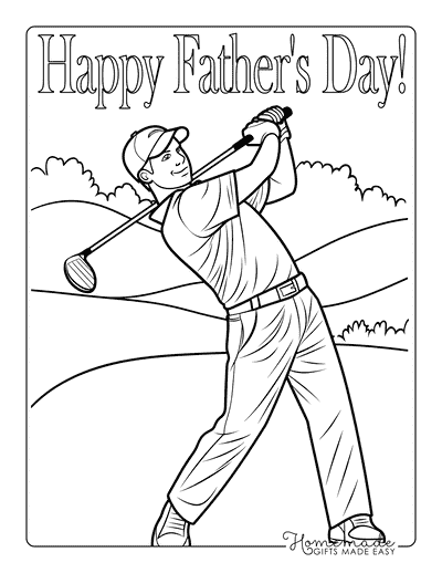 Fathers Day Coloring Pages Golfing Dad
