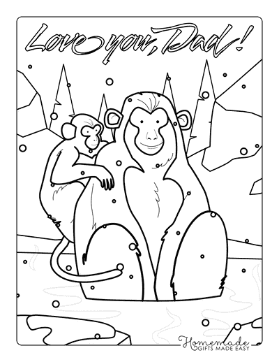 Fathers Day Coloring Pages Monkey Father and Kid