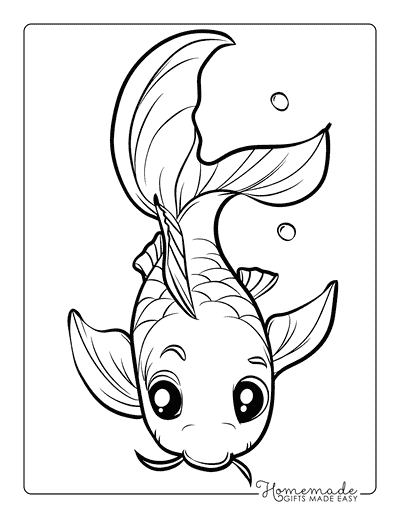 Fish Coloring Pages Cartoon Koi Fish