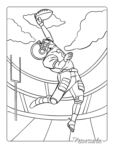 Football Coloring Pages Cool Realistic Football Player Drawing One Handed Catch