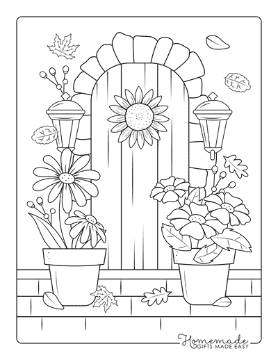 Garden Coloring Pages Cozy Summertime Cottage Garden Door