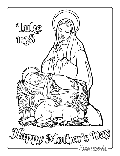 Mothers Day Coloring Pages Christian Mothers Day Mother Mary and Baby Jesus