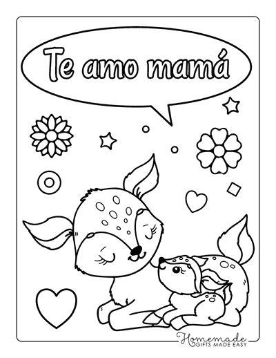 Mothers Day Coloring Pages Spanish Mothers Day Deer