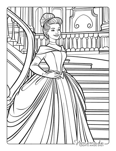 Princess Coloring Pages Cinderella in Ballgown