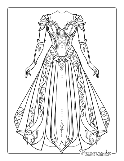 Princess Coloring Pages Woodland Elf Dress for Adults
