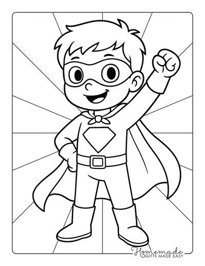 Superhero Coloring Pages Boy Superhero in Cape