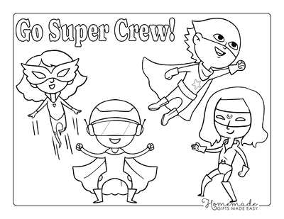 Superhero Coloring Pages Easy Cartoon Supergroup Drawing