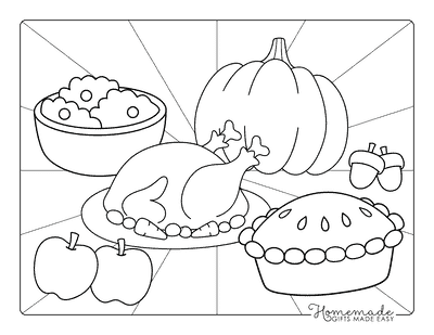 Thanksgiving Coloring Pages Easy Thanksgiving Food for Kids