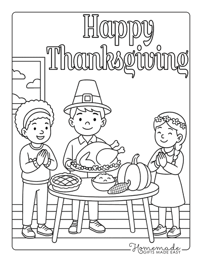 Thanksgiving Coloring Pages Kids Celebrating Happy Thanksgiving