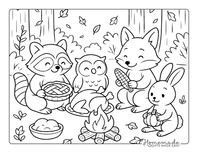 Thanksgiving Coloring Pages Woodland Creatures Friendsgiving