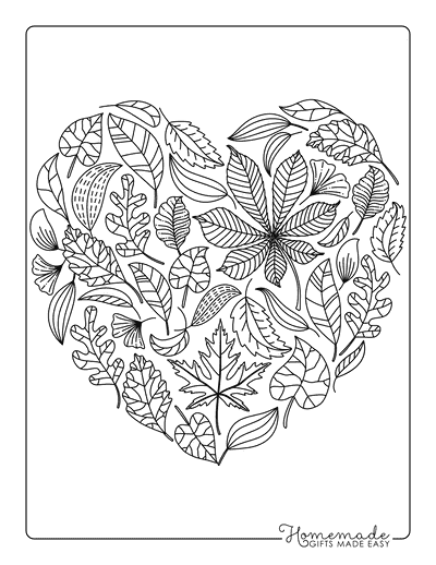 Tree Coloring Pages Realistic Tree Leaves Drawing Heart
