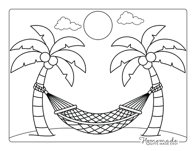 Tree Coloring Pages Simple Palm Trees Hammock
