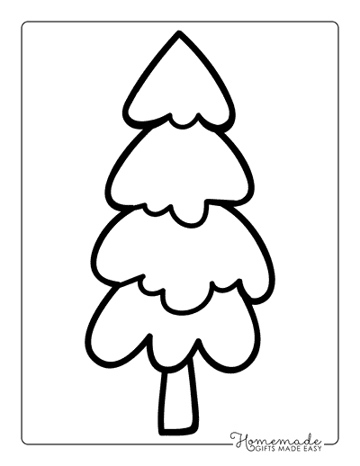 Tree Coloring Pages Simple Pine Tree Doodle Outline Template