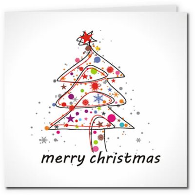 Free Printable Christmas Cards Modern Colorful Tree