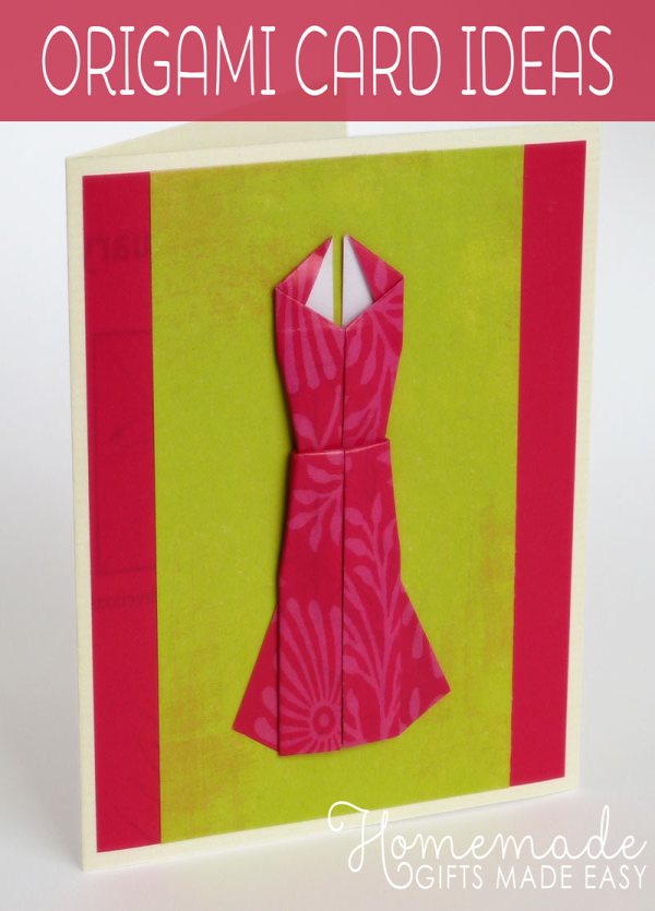 homemade origami dress card birthday card