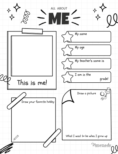 Free Printable All About Me Worksheet Templates for Back to School