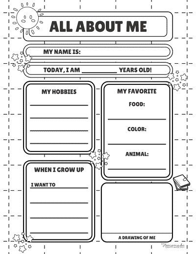 Free Printable All About Me Worksheet Templates for Back to School