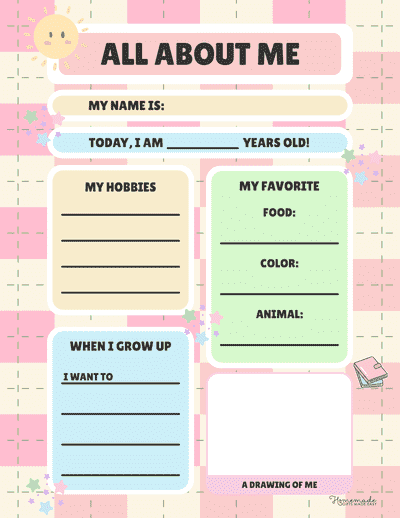 Free Printable All About Me Worksheet Templates for Back to School