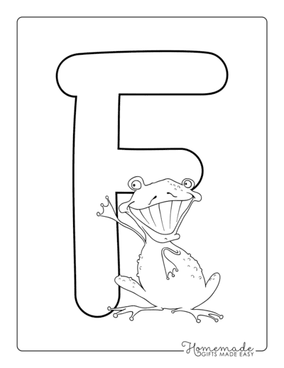 Alphabet Coloring Pages Comic Style Letter F Frog