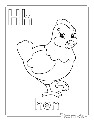 Alphabet Coloring Pages Letter H Hen