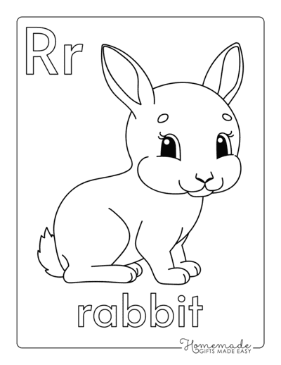 Alphabet Coloring Pages Letter R Rabbit