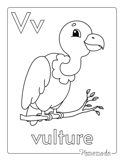 Alphabet Coloring Pages Letter V Vulture