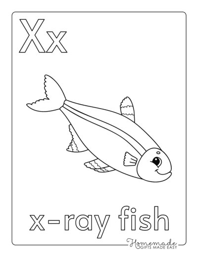 Alphabet Coloring Pages Letter X X Ray Fish