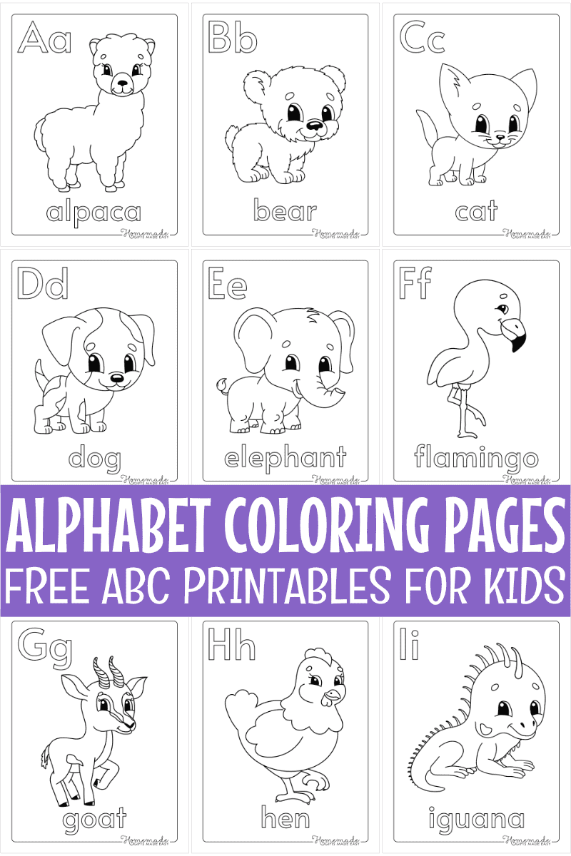 alphabet coloring pages montage
