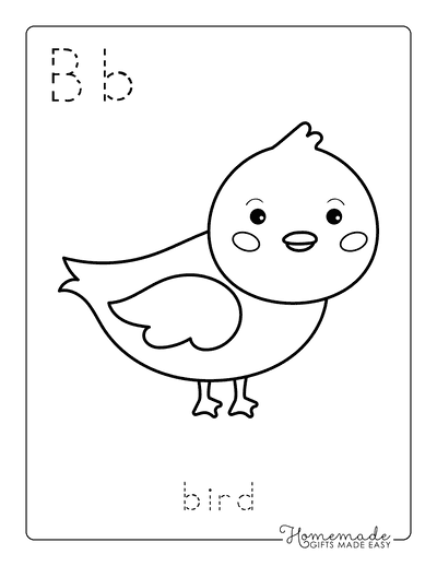 Animal Coloring Pages Letter Tracing Bird
