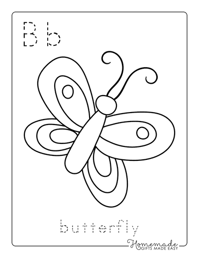 Animal Coloring Pages Letter Tracing Butterfly