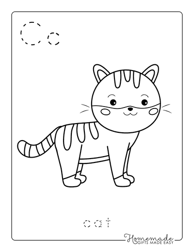 Animal Coloring Pages Letter Tracing Cat