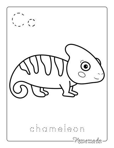 Animal Coloring Pages Letter Tracing Chameleon