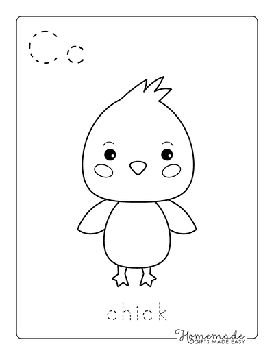 Animal Coloring Pages Letter Tracing Chick