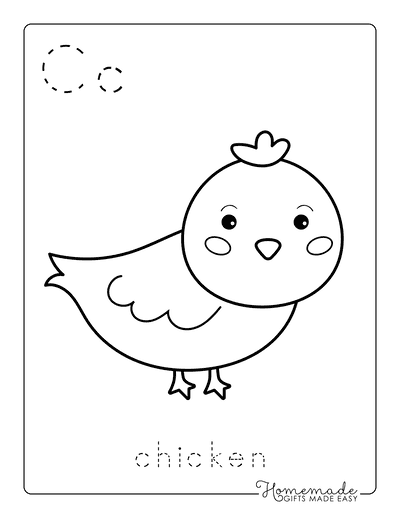 Animal Coloring Pages Letter Tracing Chicken