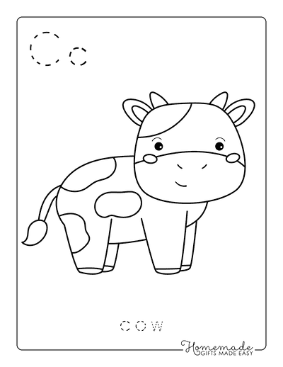 Animal Coloring Pages Letter Tracing Cow