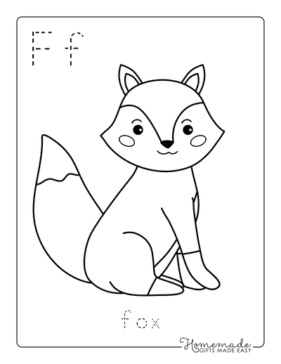 Animal Coloring Pages Letter Tracing Fox Sitting