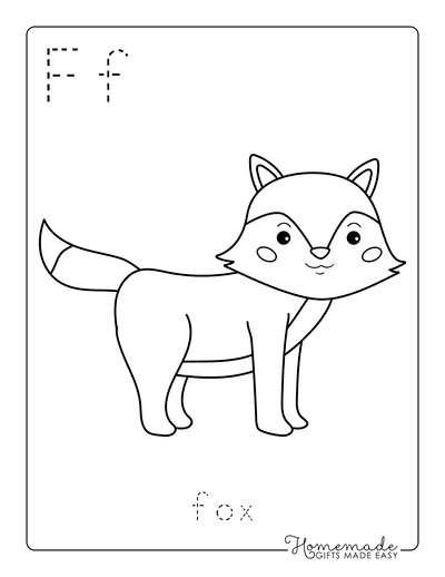 Animal Coloring Pages Letter Tracing Fox Standing