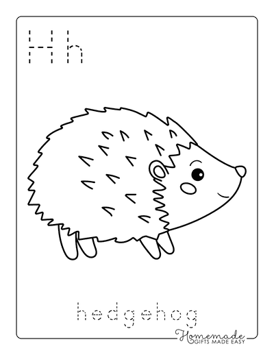 Animal Coloring Pages Letter Tracing Hedgehog