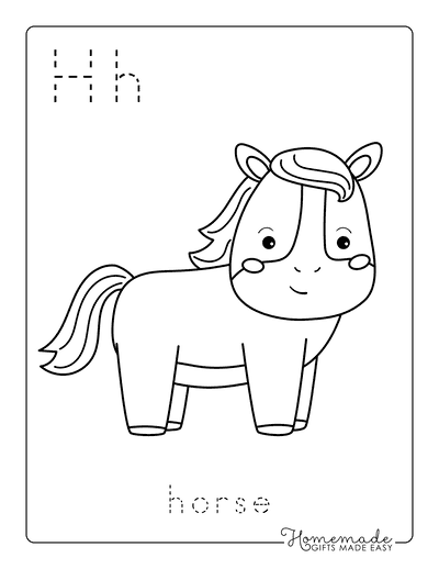 Animal Coloring Pages Letter Tracing Horse