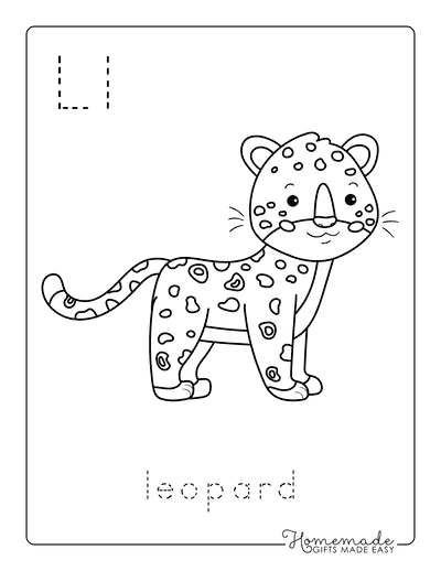 Animal Coloring Pages Letter Tracing Leopard