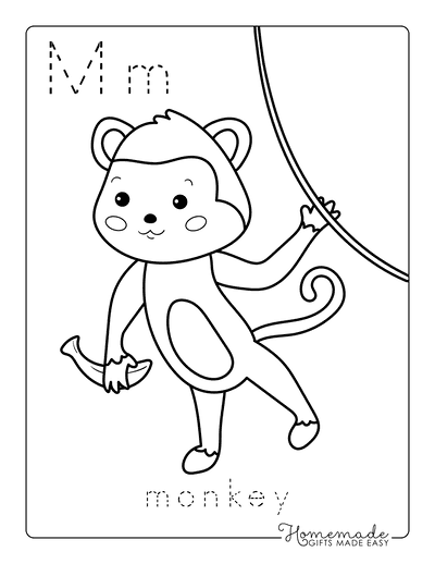 Animal Coloring Pages Letter Tracing Monkey