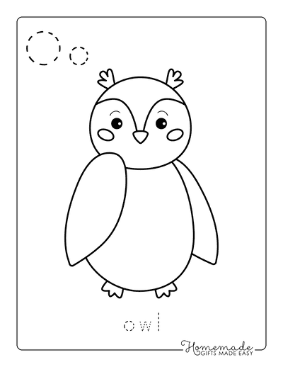 Animal Coloring Pages Letter Tracing Owl
