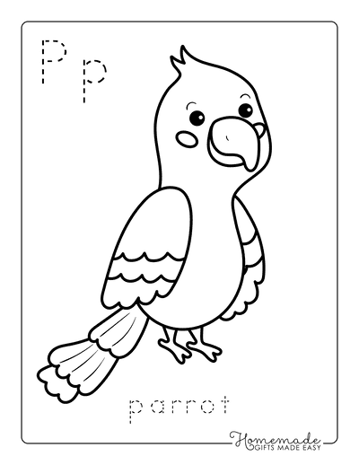 Animal Coloring Pages Letter Tracing Parrot