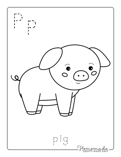 Animal Coloring Pages Letter Tracing Pig
